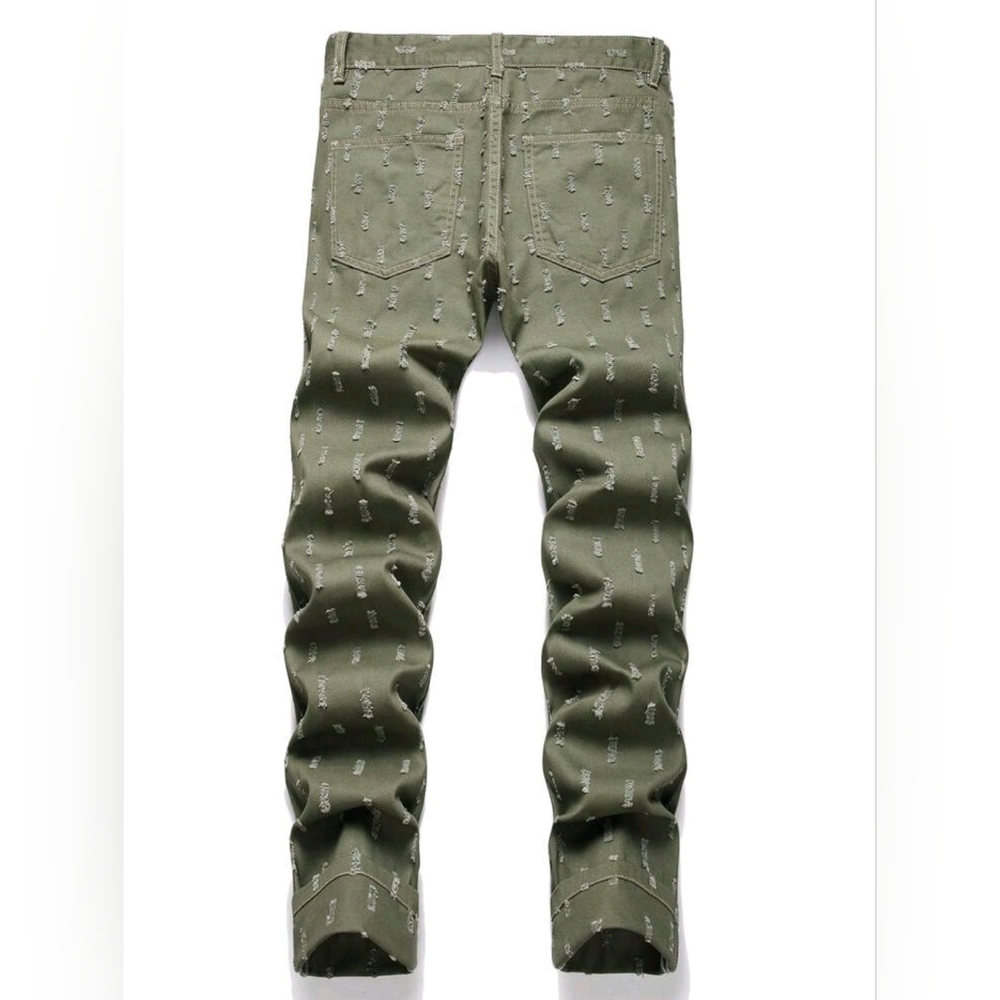 Stylish Olive Green Patterned Pants - image 2